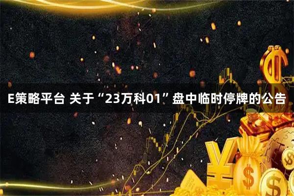 E策略平台 关于“23万科01”盘中临时停牌的公告
